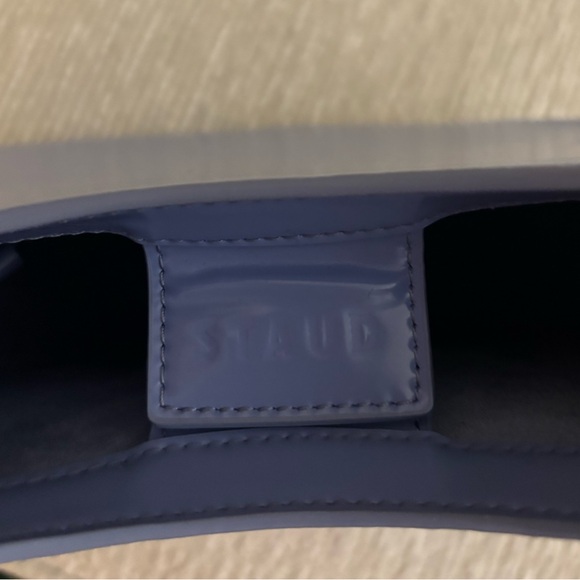 STAUD Moon Bag Crescent Shoulder Bag Blue Leather Like New - Picture 5 of 7